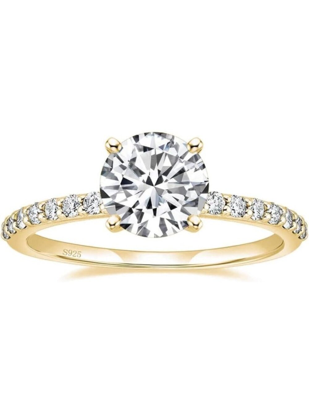 925 Sterling Silver Round Cut Engagement Ring for Women, Sizes 3-13, Elegant